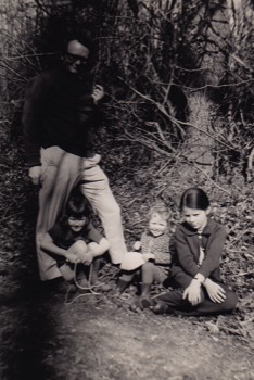 In the woods in Kent Spring 1969. Geoffrey, Miraim, Caroline and Suzanne. 