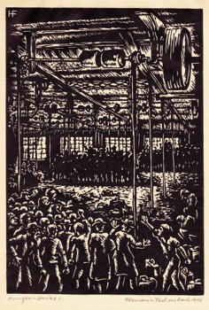  Hinger Strike 1. Signed and dated 1943 Feeling the injustice of their harsh treatment and conditions the artist (Hermann Fechenbach) organises a hunger strike. 