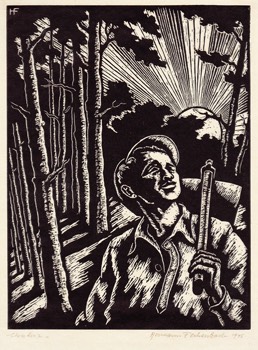  KIBBUTZ WORKER 1945. Signed inscribed and dated. W. E. 8 x 6 ins. 203 x 153 mm. 